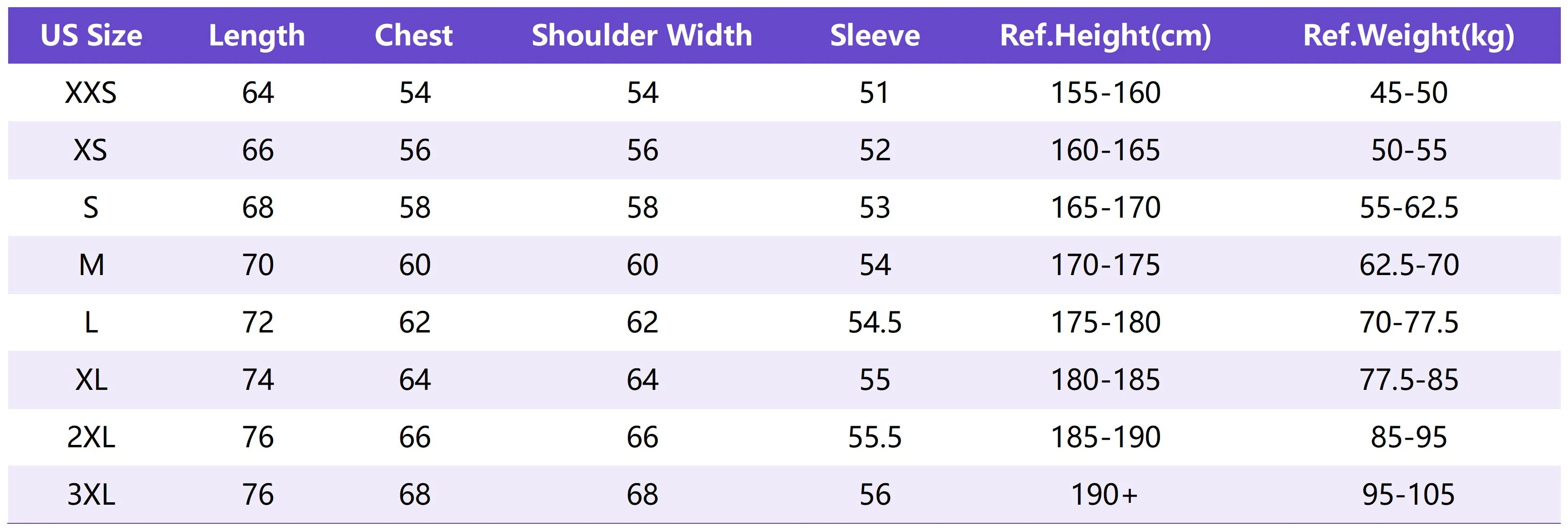 Lu Hd001 Sizing Chart