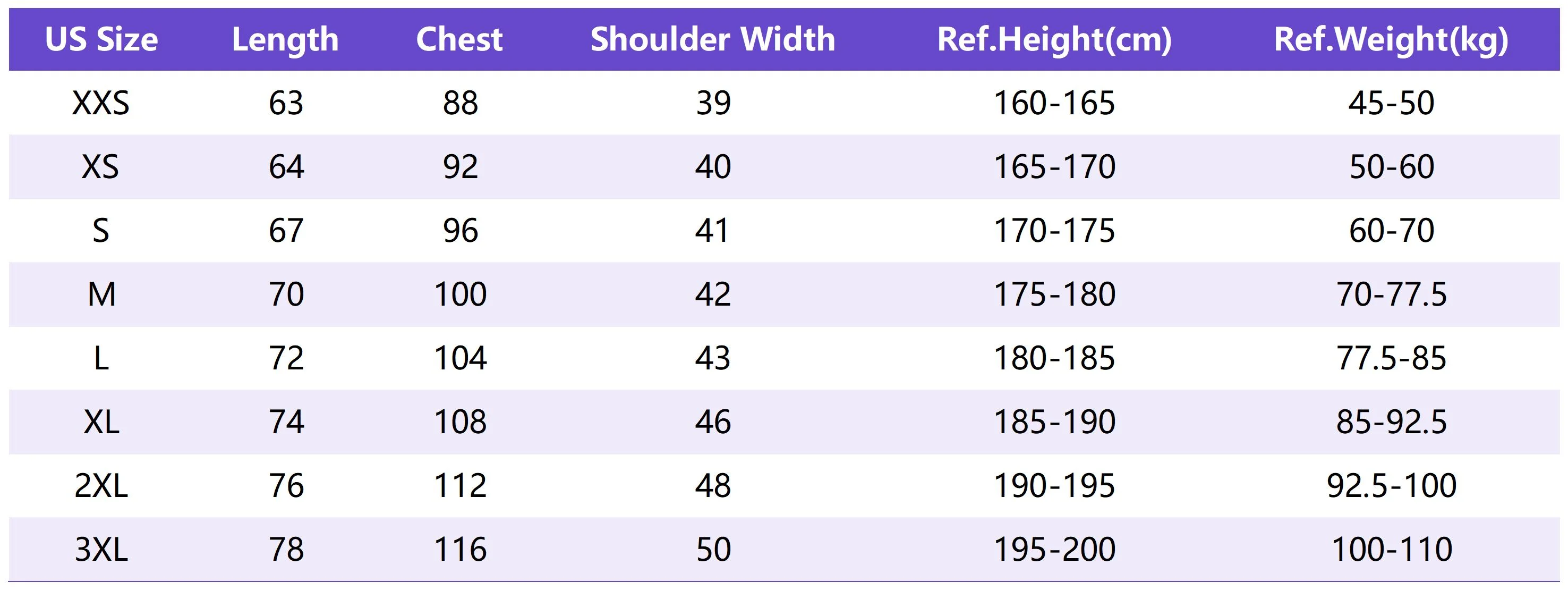 Lu Lt001 Sizing Chart
