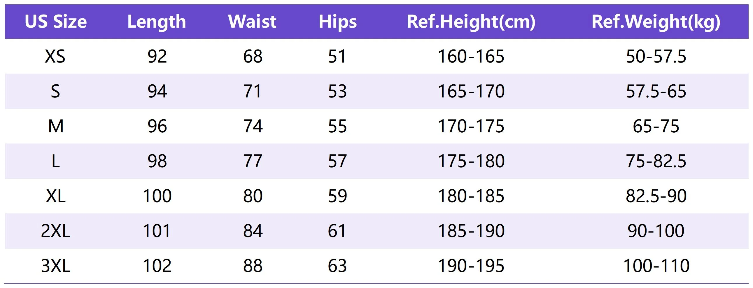 Lu Pa001 Sizing Chart