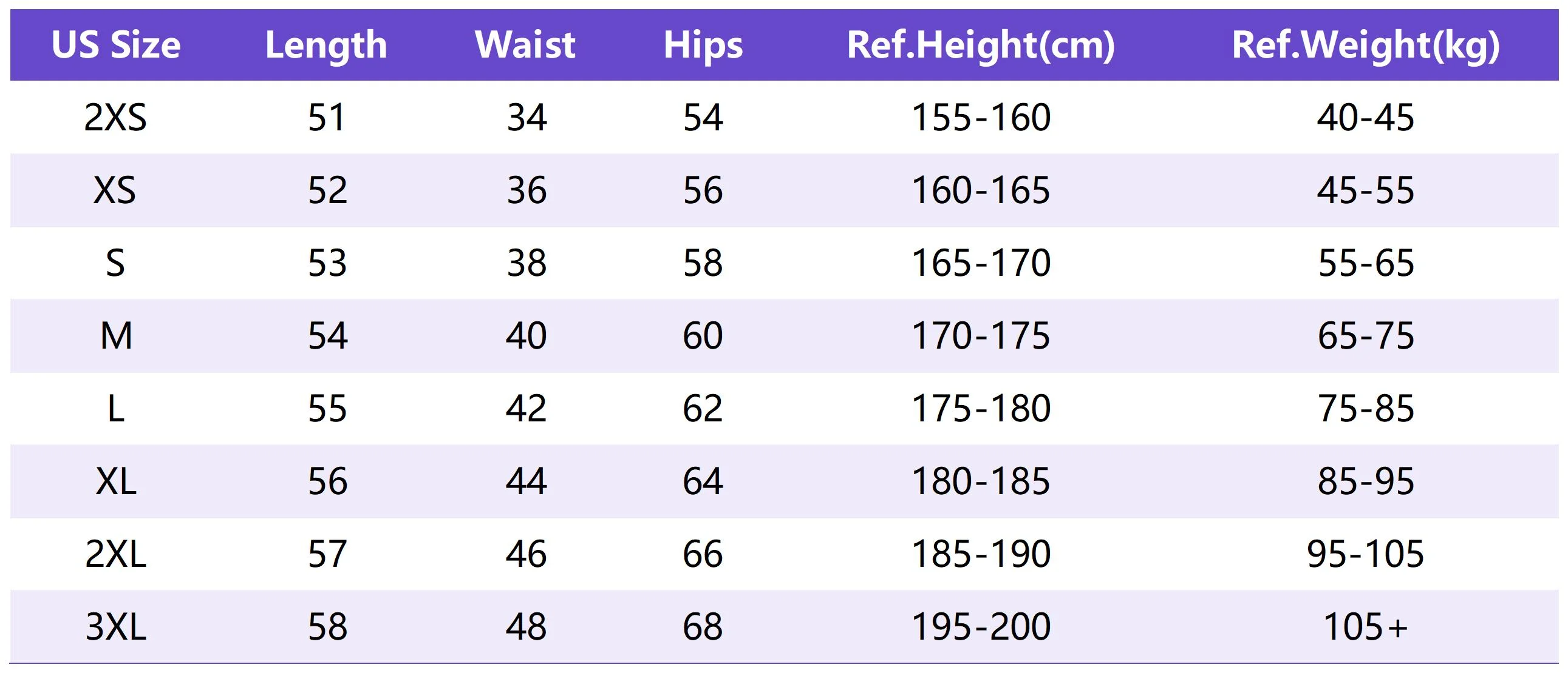 Lu Pa003 Sizing Chart