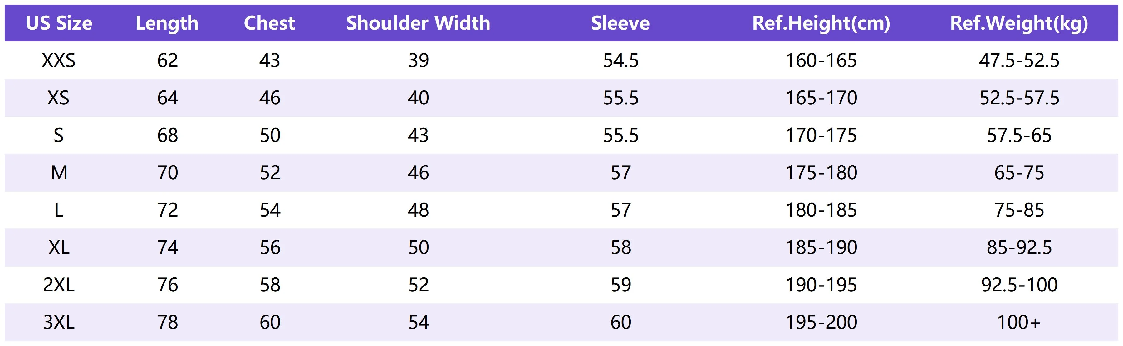 Lu Po003 Sizing Chart