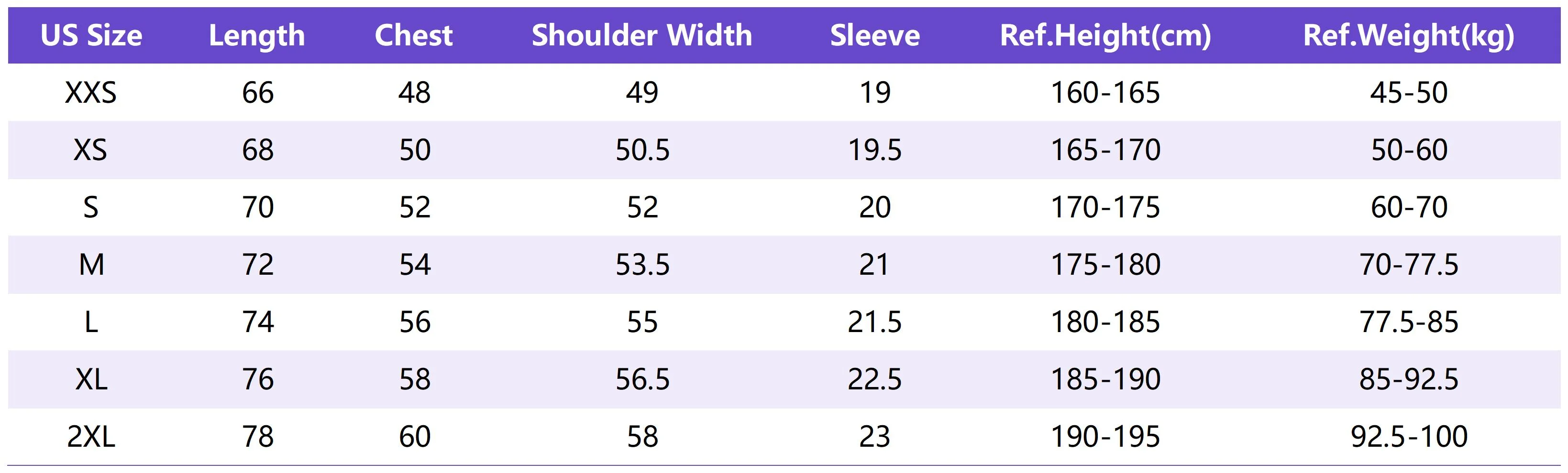 Lu T002 Sizing Chart