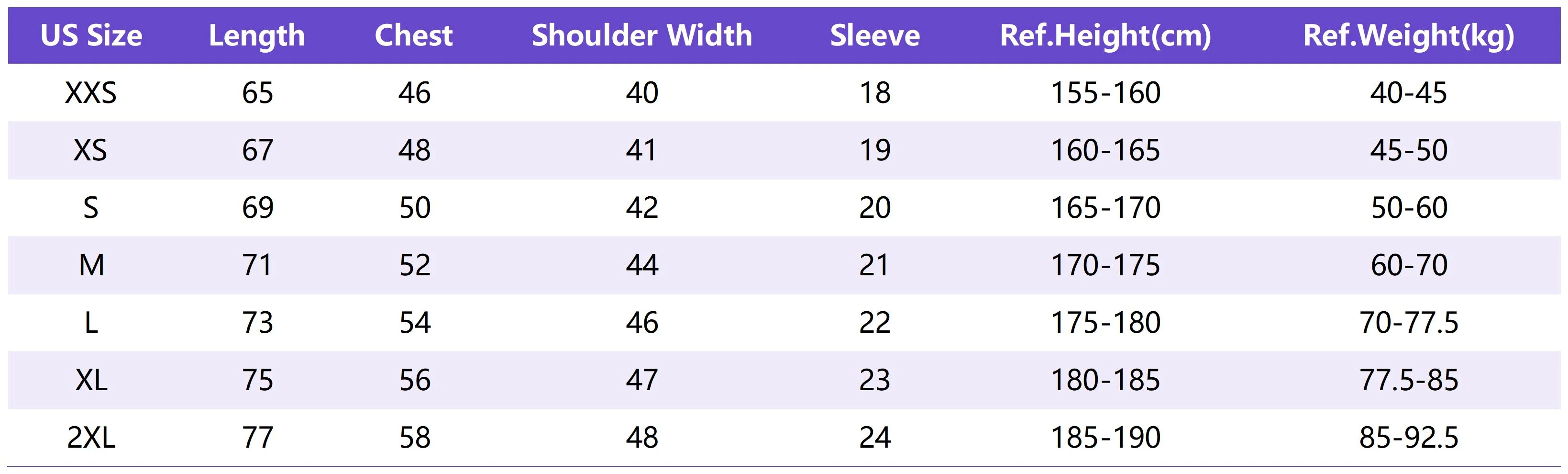 Lu T003 Sizing Chart