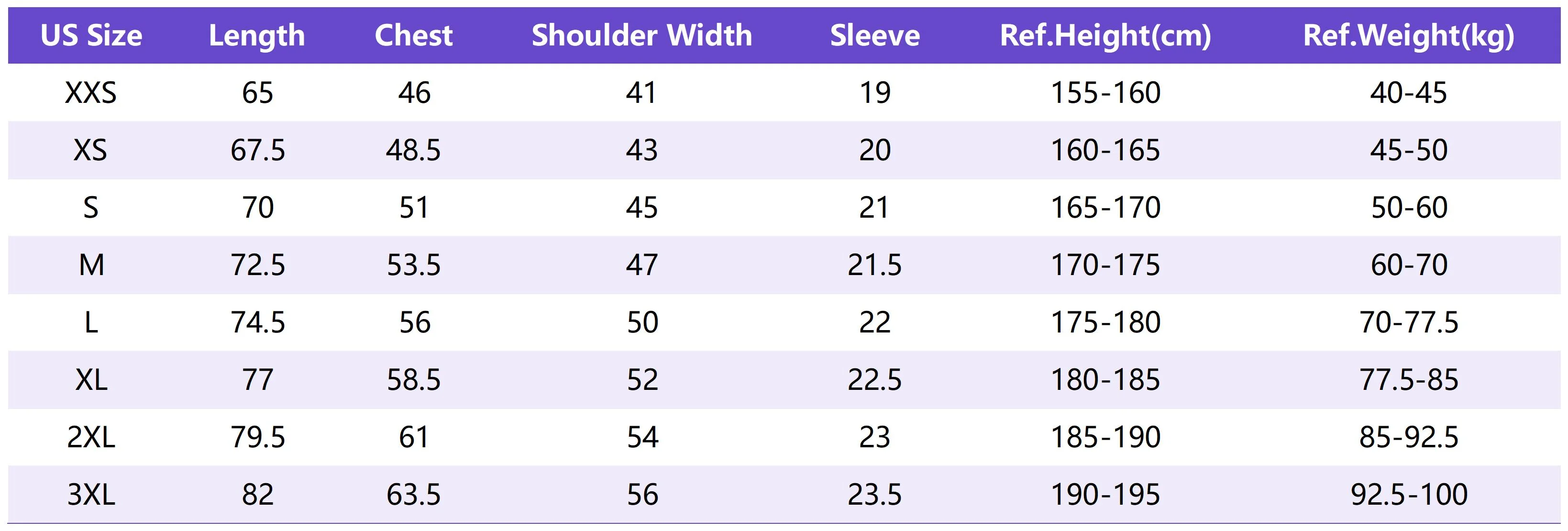Lu T011 Sizing Chart