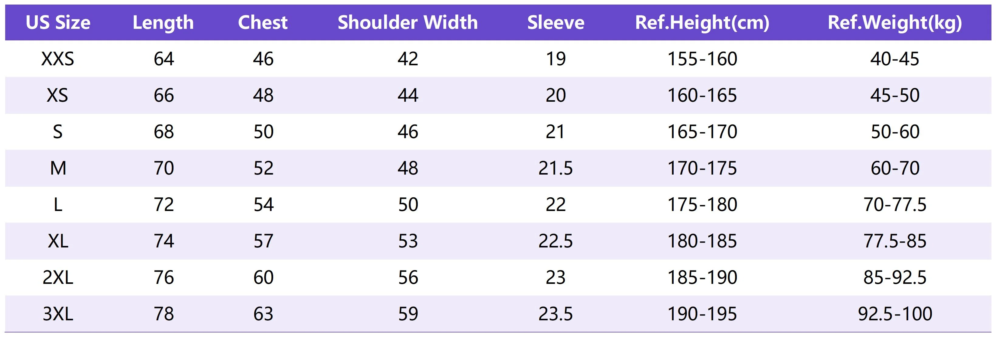 Lu T012 Sizing Chart