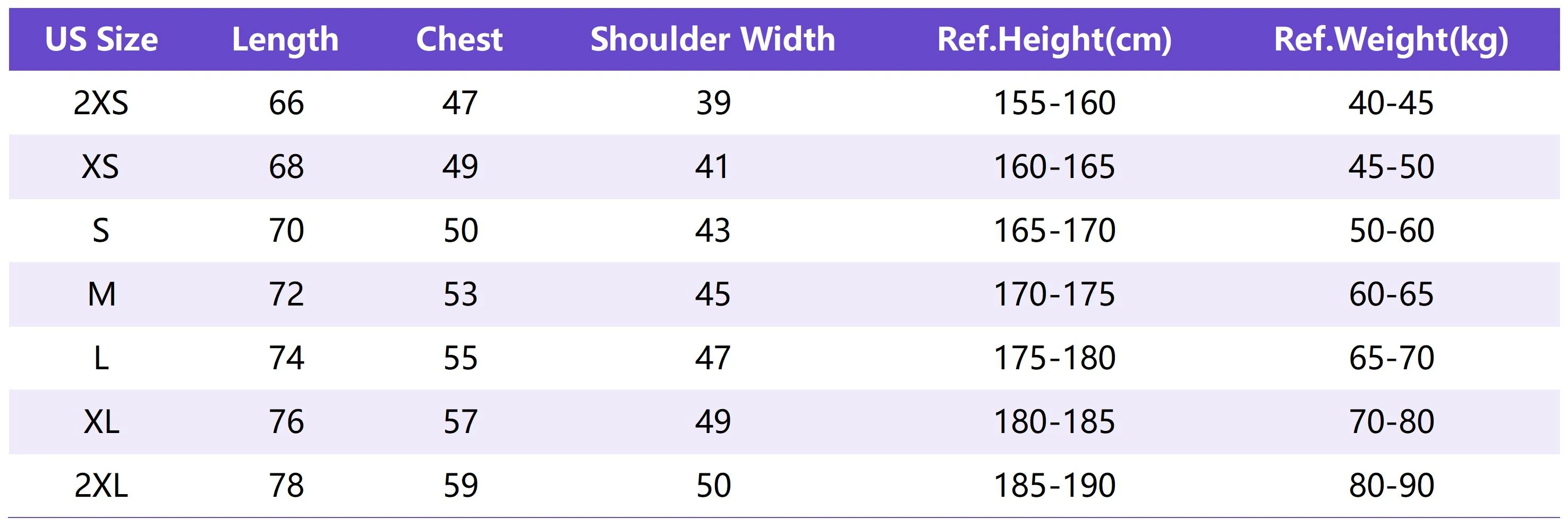 Lu Tt002 Sizing Chart